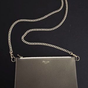 Taupe Clutch Purse hand made in France from luxury calf leather